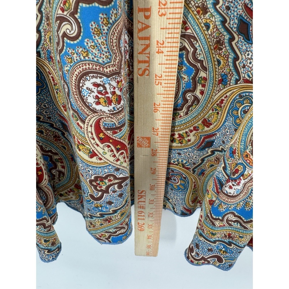 NorthStyle 3X Paisley Tunic Top Boho Flowy Pleated Hem Blue Stretch RR35 - Picture 9 of 11